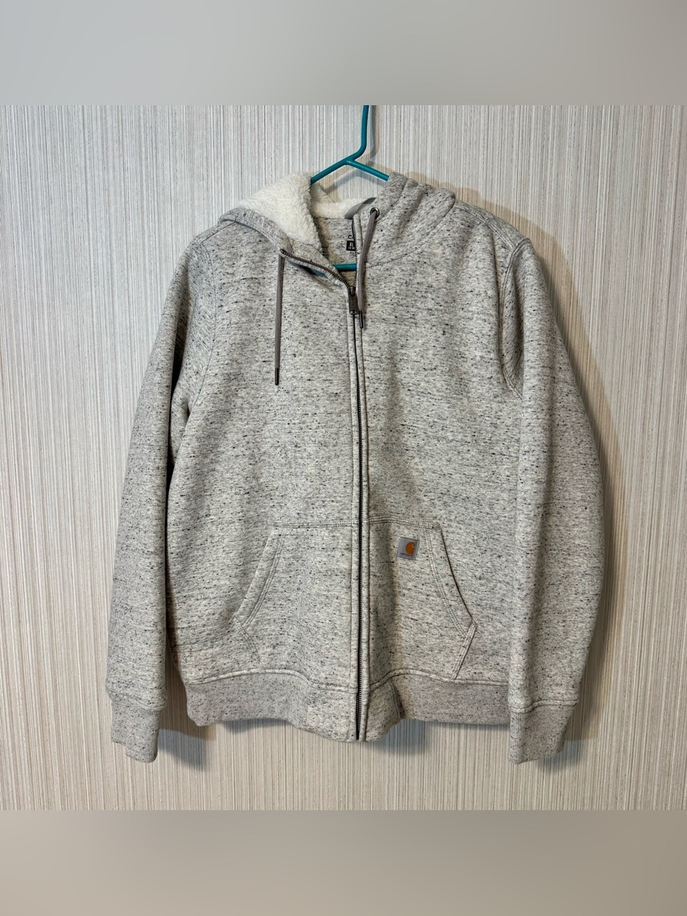 Carhartt Women's Relaxed Fit Sherpa-Lined Full-Zip Hoodie Heather Gray Size XL